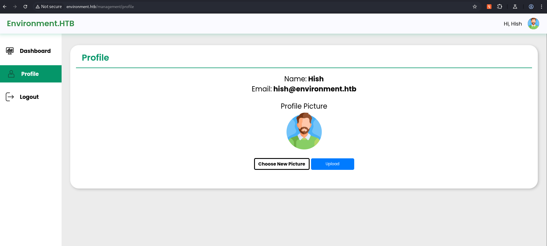 Redirected to the user profile page